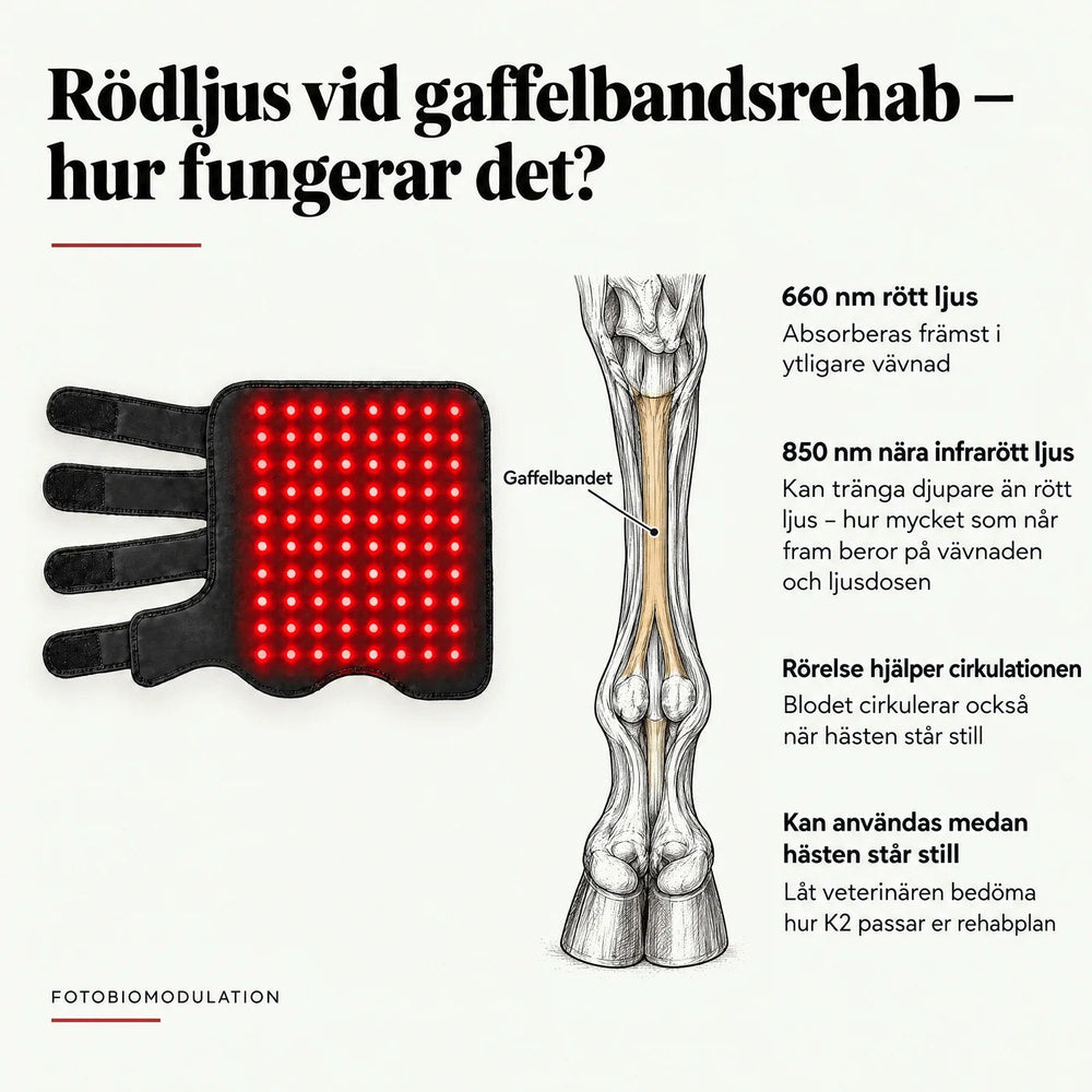 Rødlys ved rehab av gaffelbånd: 660 nm og 850 nm