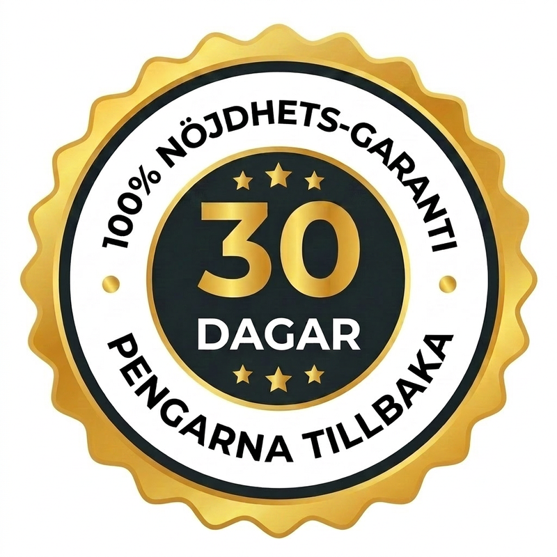 12. 100% nöjdhetsgaranti — tillbaka varenda krona